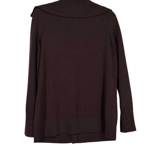 Talbots Merino Wool Cardigan Shawl Neck Large Brown Cozy Sweater Winter - Picture 6 of 9